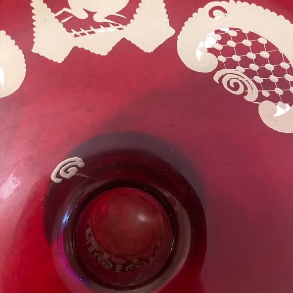 Vintage Egermann Cut To Clear Epergne Ruby Red Crystal Glass Pedestal - Picture 9 of 9